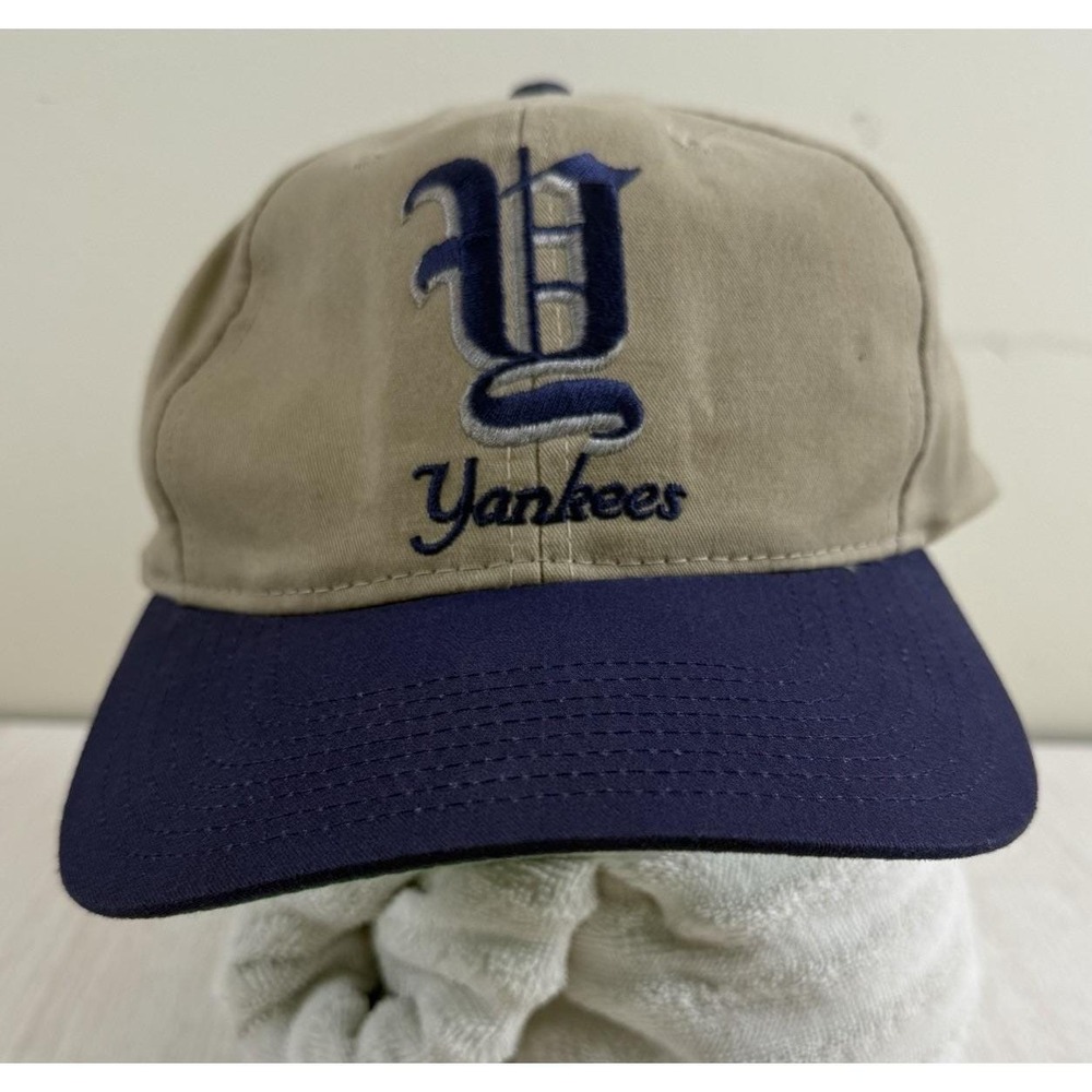 Vintage New York Yankees Hat Men Beige Twins Enterprise MLB Snap Back Cap New